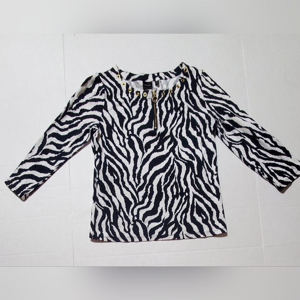 Rafaella Black and White Zebra Print Blouse
